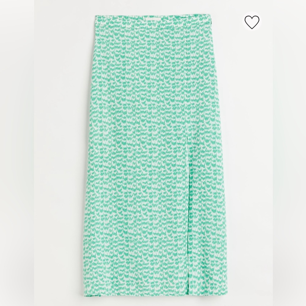 NWT H&M midi green and white skirt size 16